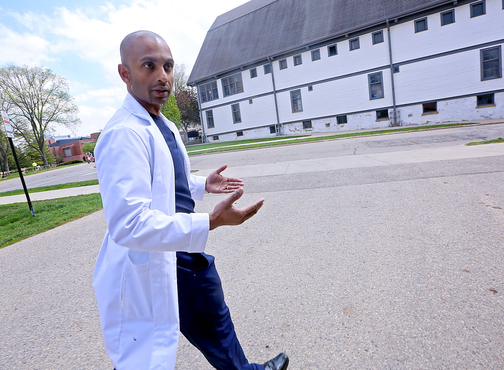 Dhanu walking on campus